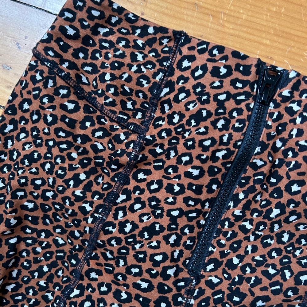 Free People Leopard-Print Brown & Black High-Rise Bike Shorts - Picture 3 of 7